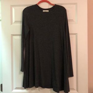 Grey crew neck long sleeve dress